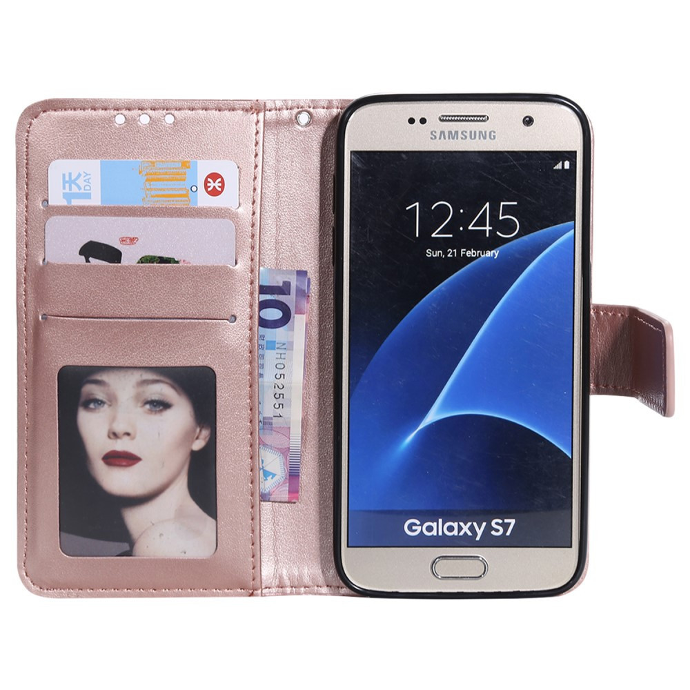 slachtoffer Lach pop Bloemen Book Case - Samsung Galaxy S7 Hoesje - Rose Gold | GSM-Hoesjes.be