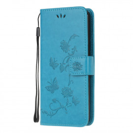 Coverup Bloemen & Vlinders Book Case - Huawei Y6P Hoesje - Blauw