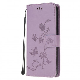 Coverup Bloemen & Vlinders Book Case - Samsung Galaxy A42 Hoesje - Lila