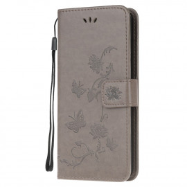 Coverup Bloemen & Vlinders Book Case - Samsung Galaxy A32 5G Hoesje - Taupe Grijs