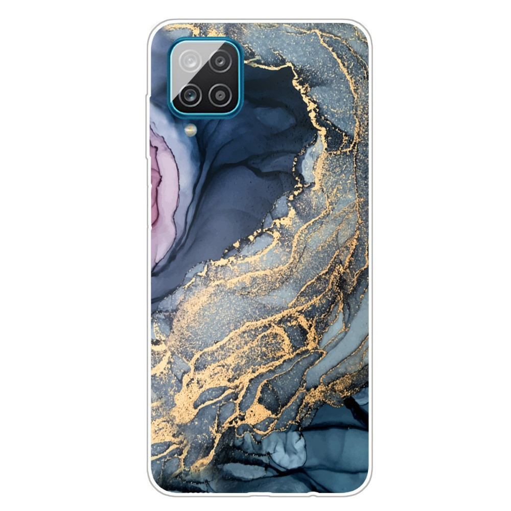 Sterkte Druif climax Marmer TPU Back Cover - Samsung Galaxy A12 Hoesje - Blauw / Goud | GSM -Hoesjes.be