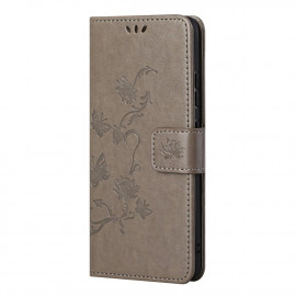 Coverup Bloemen & Vlinders Book Case - Nokia G10 / G20 Hoesje - Taupe Grijs