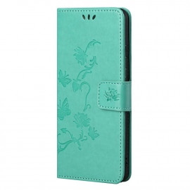 Coverup Bloemen & Vlinders Book Case - Nokia G10 / G20 Hoesje - Mintgroen