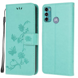 Coverup Bloemen & Vlinders Book Case - Motorola Moto G60 Hoesje - Mintgroen