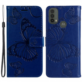 Coverup Vlinders Book Case - Motorola Moto E20 / E30 / E40 Hoesje - Blauw