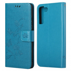 Coverup Bloemen & Vlinders Book Case - Samsung Galaxy S22 Plus Hoesje - Blauw