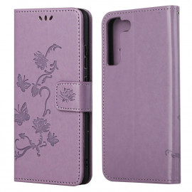 Coverup Bloemen & Vlinders Book Case - Samsung Galaxy S22 Plus Hoesje - Lila