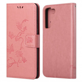 Coverup Bloemen & Vlinders Book Case - Samsung Galaxy S22 Plus Hoesje - Roze