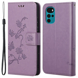 Coverup Bloemen & Vlinders Book Case - Motorola Moto G22 Hoesje - Lila