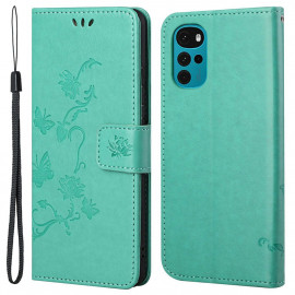 Coverup Bloemen & Vlinders Book Case - Motorola Moto G22 Hoesje - Mintgroen