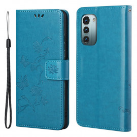 Coverup Bloemen & Vlinders Book Case - Nokia G11 / G21 Hoesje - Blauw