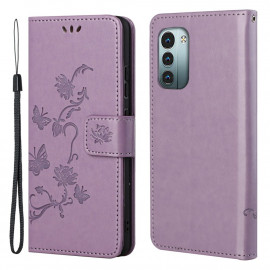 Coverup Bloemen & Vlinders Book Case - Nokia G11 / G21 Hoesje - Lila