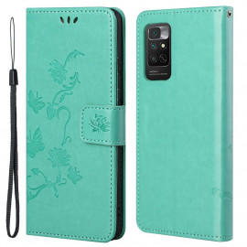 Coverup Bloemen & Vlinders Book Case - Xiaomi Redmi Note 11 / 11S 4G Hoesje - Mintgroen