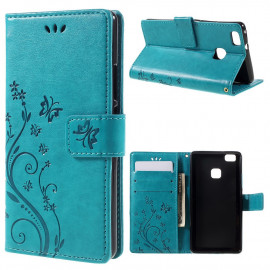 Coverup Bloemen & Vlinders Book Case - Huawei P9 Lite Hoesje - Blauw