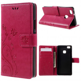 Coverup Bloemen & Vlinders Book Case - Huawei P9 Lite Hoesje - Roze