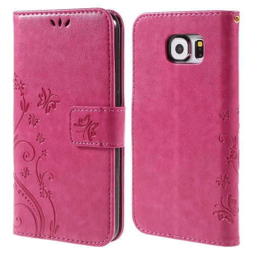 toewijding Terugbetaling Malen Bloemen Book Case - Samsung Galaxy S6 Hoesje - Roze | GSM-Hoesjes.be