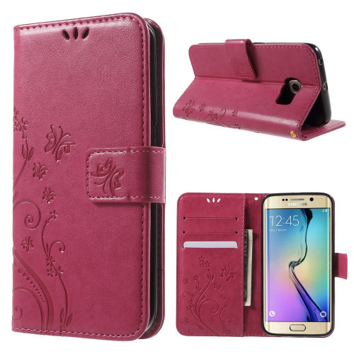 Klacht Interpretatief Aap Bloemen Book Case - Samsung Galaxy S6 Edge Hoesje - Roze | GSM-Hoesjes.be