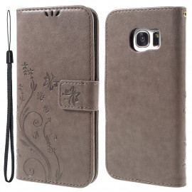 Coverup Bloemen & Vlinders Book Case - Samsung Galaxy S7 Edge Hoesje - Taupe Grijs