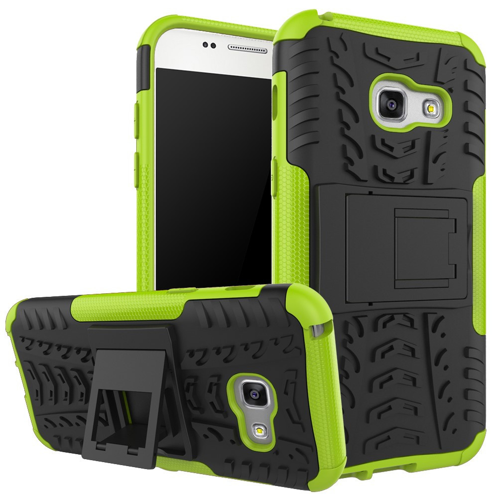 opleiding loterij Ster Rugged Kickstand Back Cover - Samsung Galaxy A3 (2017) Hoesje - Groen | GSM- Hoesjes.be