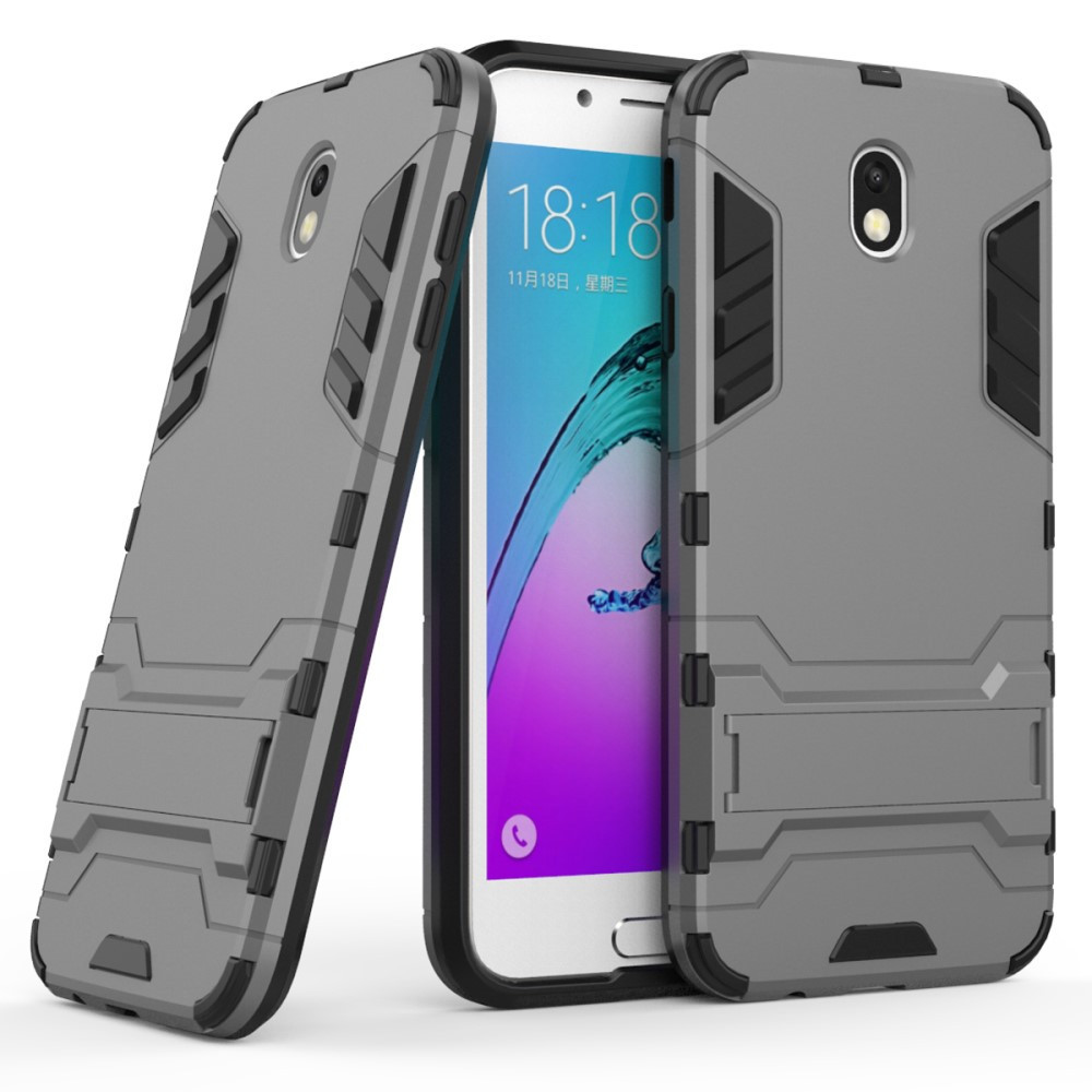 louter het doel Liever Armor Kickstand Back Cover - Samsung Galaxy J7 (2017) Hoesje - Grijs |  GSM-Hoesjes.be
