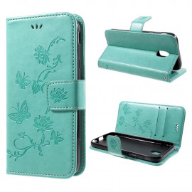 Coverup Bloemen & Vlinders Book Case - Samsung Galaxy J7 (2017) Hoesje - Mintgroen