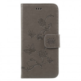 Coverup Bloemen & Vlinders Book Case - Samsung Galaxy J7 (2017) Hoesje - Taupe Grijs