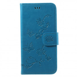 Coverup Bloemen & Vlinders Book Case - Samsung Galaxy J7 (2017) Hoesje - Blauw