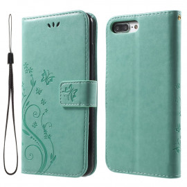 Coverup Bloemen & Vlinders Book Case - iPhone 8 Plus / 7 Plus Hoesje - Mintgroen