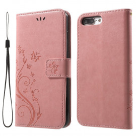 Coverup Bloemen & Vlinders Book Case - iPhone 8 Plus / 7 Plus Hoesje - Pink