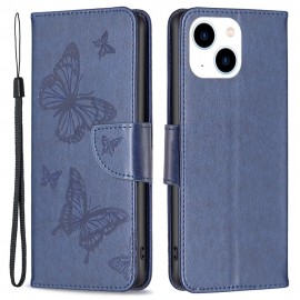 Vlinder Book Case - iPhone 14 Hoesje - Blauw