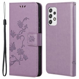 Bloemen Book Case - Samsung Galaxy A23 5G Hoesje - Paars