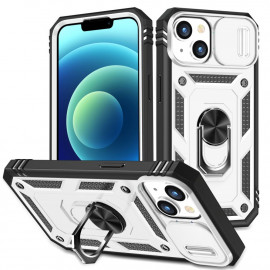 Ring Kickstand met Camera Shield - iPhone 14 Hoesje - Wit