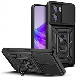 Coverup Armor Ring Kickstand Back Cover met Camera Shield - OPPO A57 / A77 Hoesje - Zwart