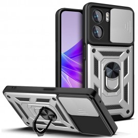 Coverup Armor Ring Kickstand Back Cover met Camera Shield - OPPO A57 / A77 Hoesje - Grijs