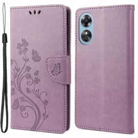 Coverup Bloemen & Vlinders Book Case - OPPO A17 Hoesje - Lila