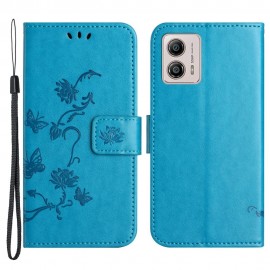 Coverup Bloemen & Vlinders Book Case - Motorola Moto G13 / G23 / G53 Hoesje - Blauw