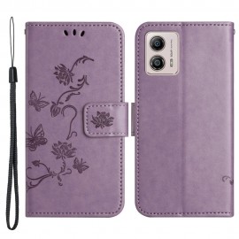 Coverup Bloemen & Vlinders Book Case - Motorola Moto G13 / G23 / G53 Hoesje - Lila