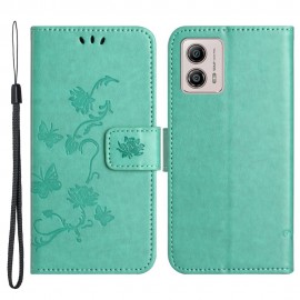 Coverup Bloemen & Vlinders Book Case - Motorola Moto G13 / G23 / G53 Hoesje - Mintgroen