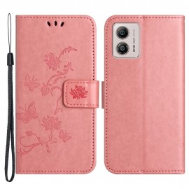 Coverup Bloemen & Vlinders Book Case - Motorola Moto G13 / G23 / G53 Hoesje - Pink