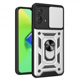 Coverup Armor Ring Kickstand Back Cover met Camera Shield - Motorola Moto G73 Hoesje - Grijs