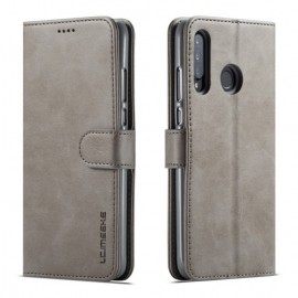 LC.IMEEKE Luxe Book Case - Huawei P30 Lite Hoesje - Grijs