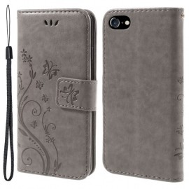 Coverup Bloemen & Vlinders Book Case - iPhone SE (2022/2020), iPhone 8 / 7 Hoesje - Taupe Grijs