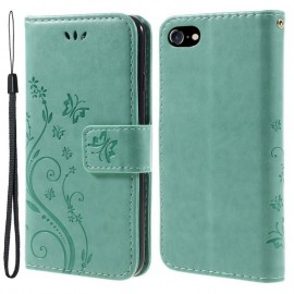 Coverup Bloemen & Vlinders Book Case - iPhone SE (2022/2020), iPhone 8 / 7 Hoesje - Mintgroen