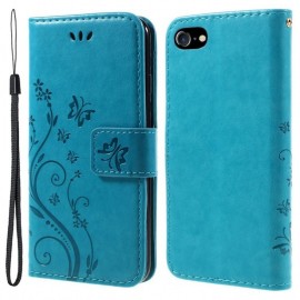 Coverup Bloemen & Vlinders Book Case - iPhone SE (2022/2020), iPhone 8 / 7 Hoesje - Blauw