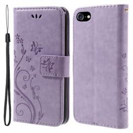 Coverup Bloemen & Vlinders Book Case - iPhone SE (2022/2020), iPhone 8 / 7 Hoesje - Lila