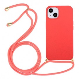 Coverup TPU Back Cover met Koord - Biologisch Afbreekbaar - iPhone 15 Plus Hoesje - Rood