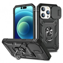 Coverup Ring Kickstand Back Cover met Camera Shield - iPhone 15 Pro Max Hoesje - Zwart