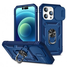 Coverup Ring Kickstand Back Cover met Camera Shield - iPhone 15 Pro Max Hoesje - Blauw