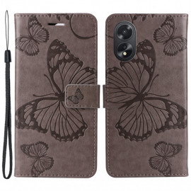 Coverup Vlinders Book Case - OPPO A38 Hoesje - Taupe Grijs