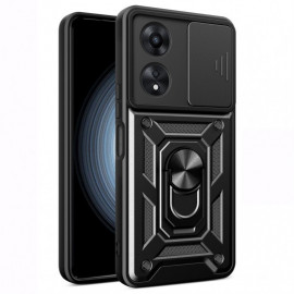 Coverup Armor Ring Kickstand Back Cover met Camera Shield - OPPO A58 Hoesje - Zwart